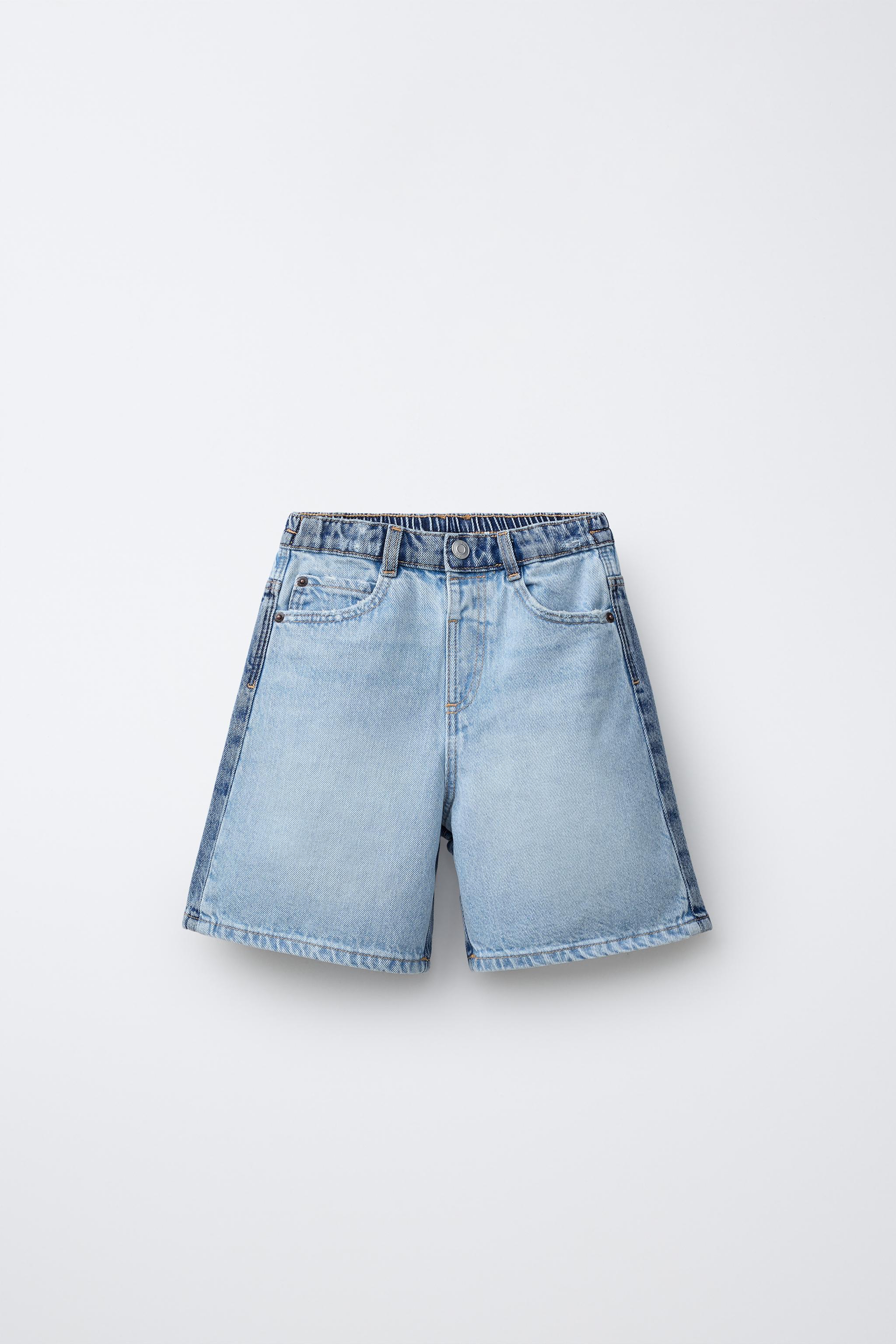 COLOR BLOCK DENIM SHORTS